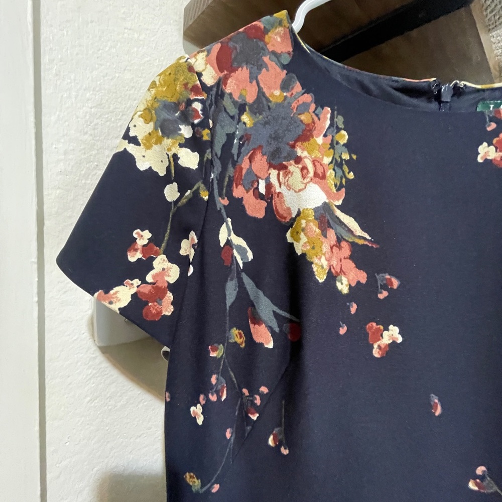 Ralph Lauren navy blue floral dress sz 6 - Picture 3 of 8